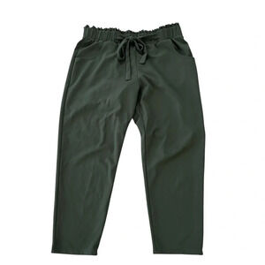 Cosmic Beauty Women’s Dark Green Paperbag Ruffle High Waist Tie Pants Sz 2X GUC